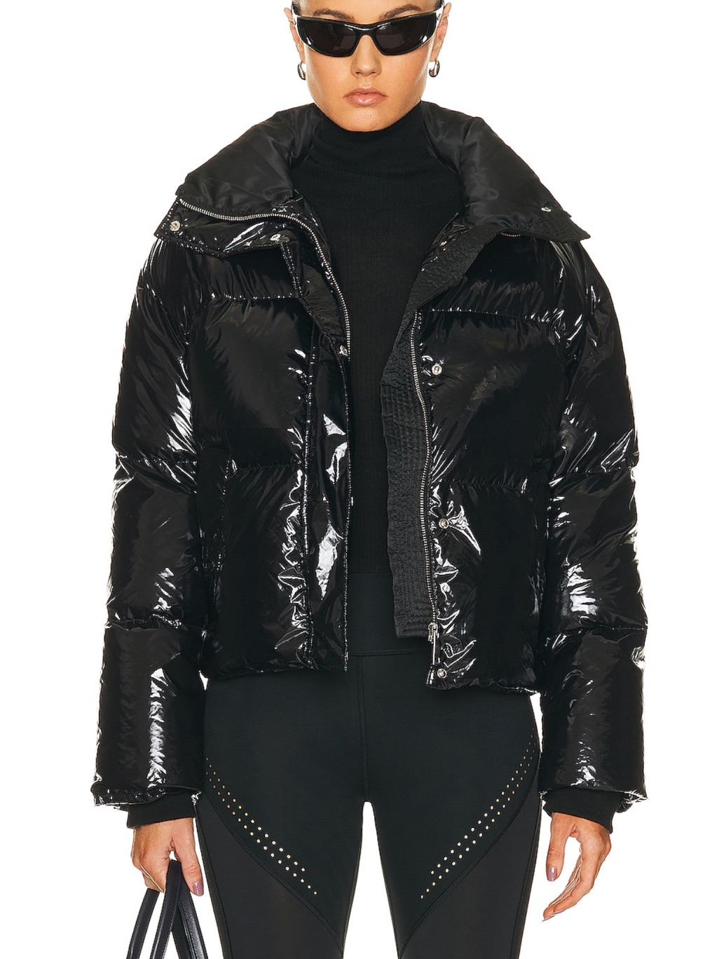 Year Of Ours Glossy Black Short Puffer Jacket